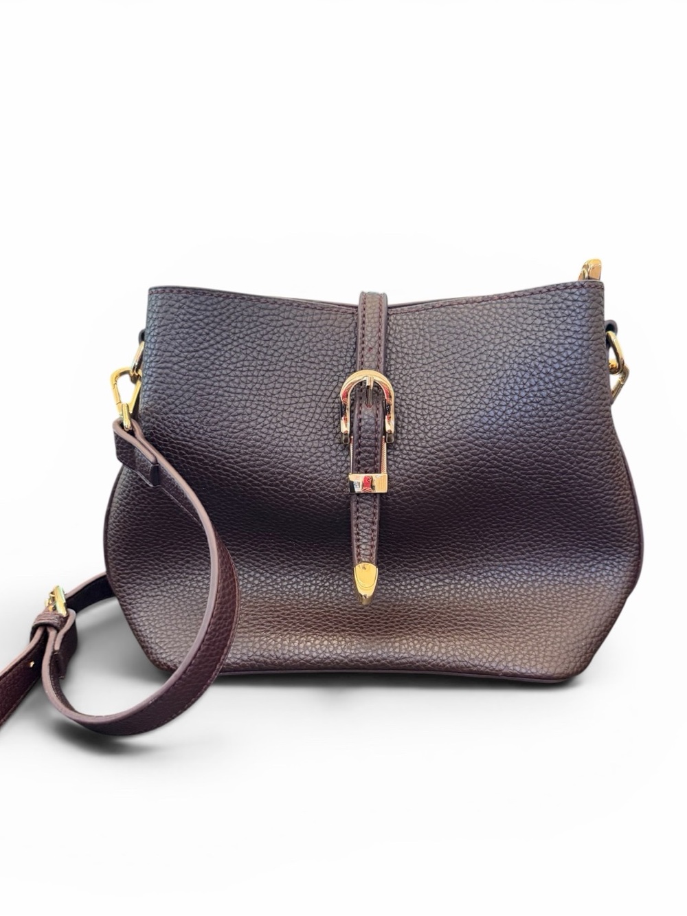 Montana West Pebbled Buckle Crossbody Bag in Burgundy